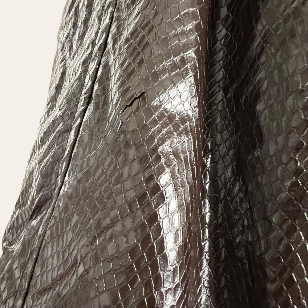 Vintage Dennis Basso Faux Leather Faux Fur Lined Snakeskin Texture Coat Size 1X - Picture 3 of 11